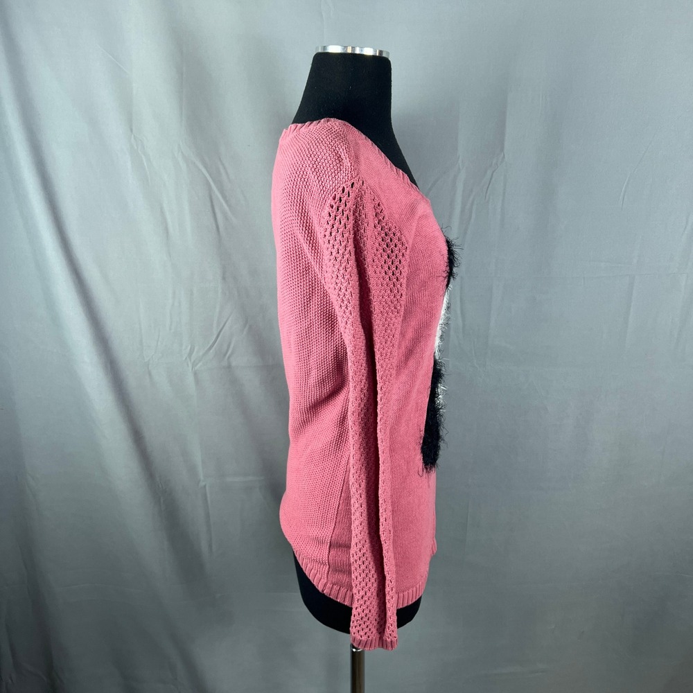 Copper Key Sweater Womens Large Fuzzy Panda Graphic Cotton Long Sleeve Winter
